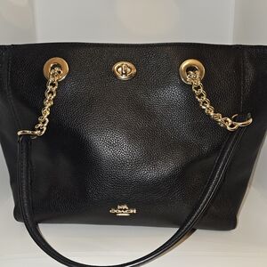 Coach Black Pebbled Leather Tote Bag
